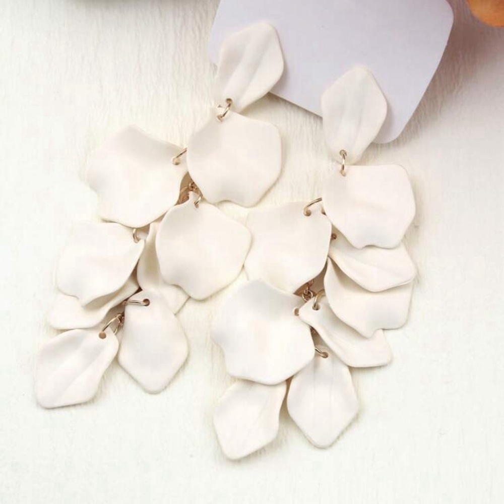 White Flower Petals Earrings